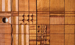 Leroy Setziol, "Teak Door," 1966, teak, 7 x 3 feet, MOCC Collection, Contemporary Crafts Gallery purchase