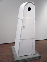 Whiting Tennis, [italics]White Nun[/italics], 2006; lumber, plywood, paint and asphalt;  67.5” x 25” x 27”