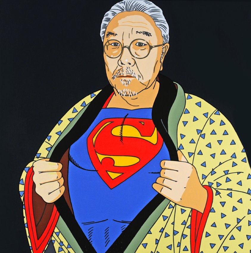 Roger Shimomura (American, born 1939), American in Disguise, 2012, acrylic on canvas, 34"x34". Photo: Greg Kucera Gallery